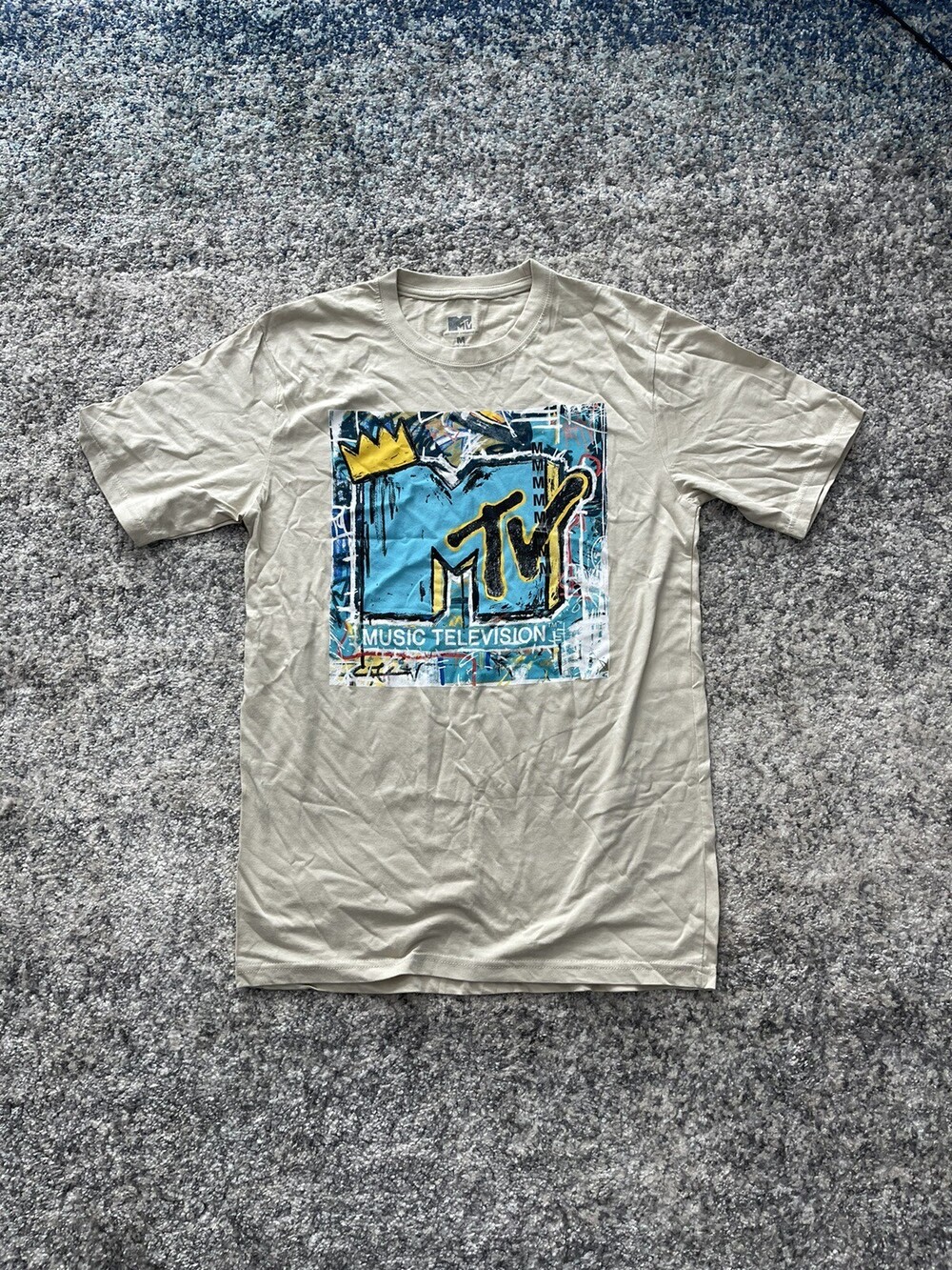 MTV basquiat graphic t shirt beige L tv show television music